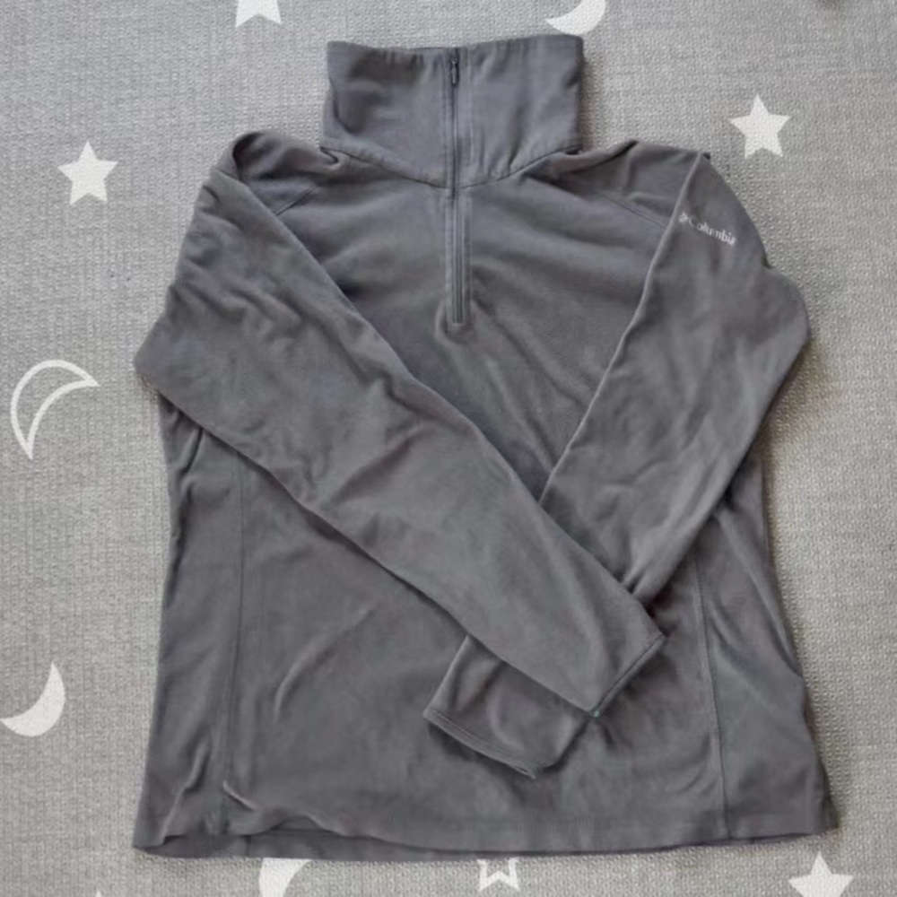 Columbia Women Grey Quart Zip Long Sleeve Pullover Size L